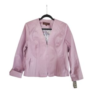 Hal Rubenstein Chic Women's Light Purple Leather Jacket Zippered Size 14